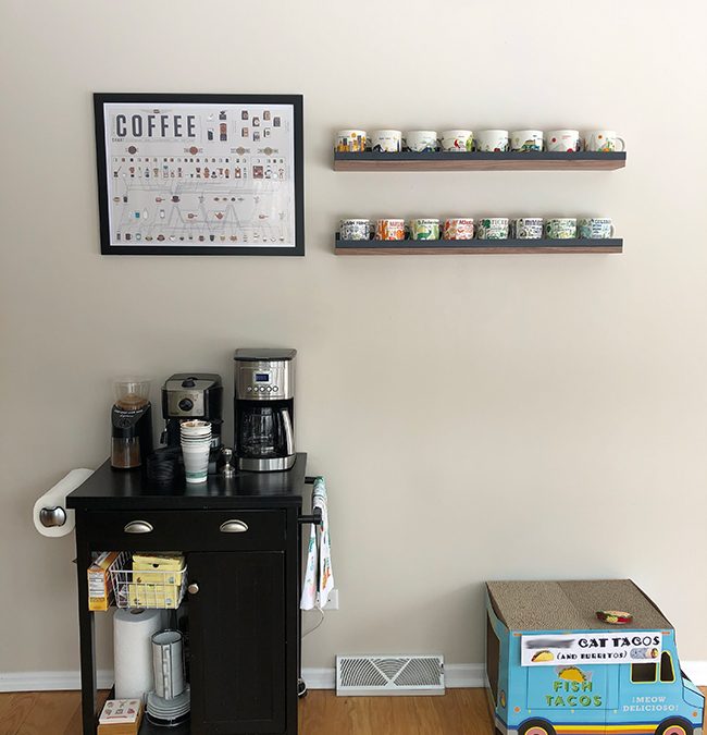 Starbucks mugs shelves